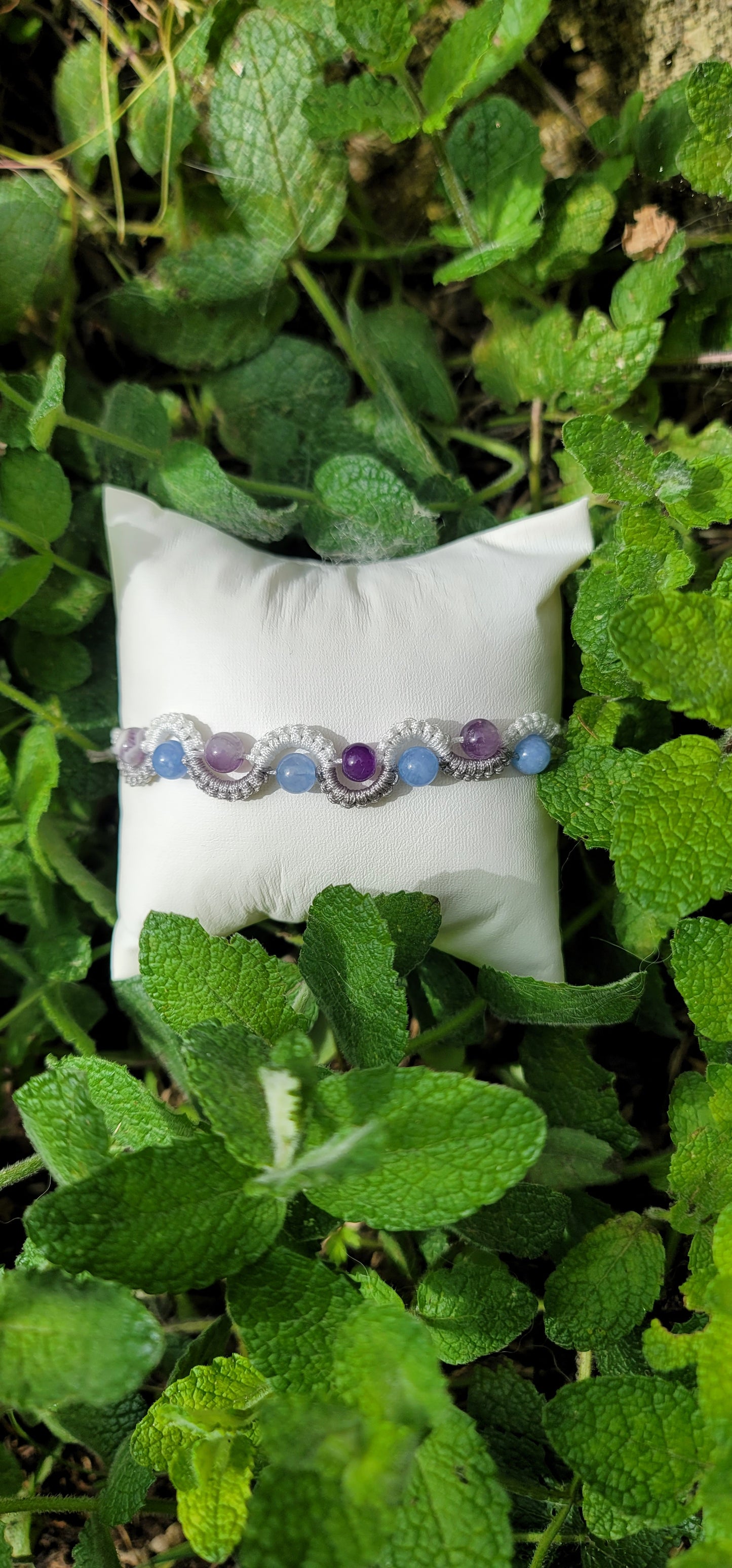 Bracelet "Douceur et Positivité" en Aigue marine et Améthyste
