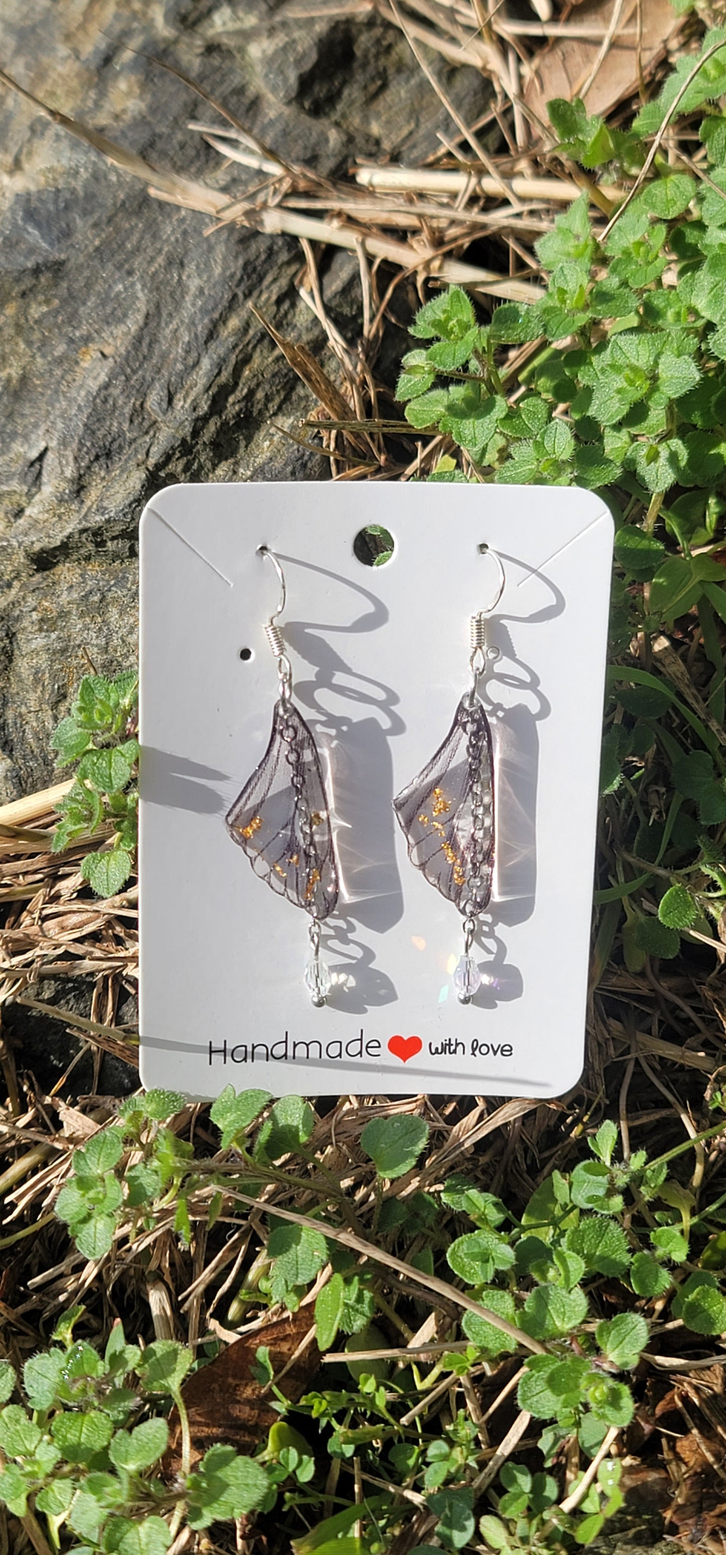 Boucles d'oreilles elfique en argent aile de fée papillon