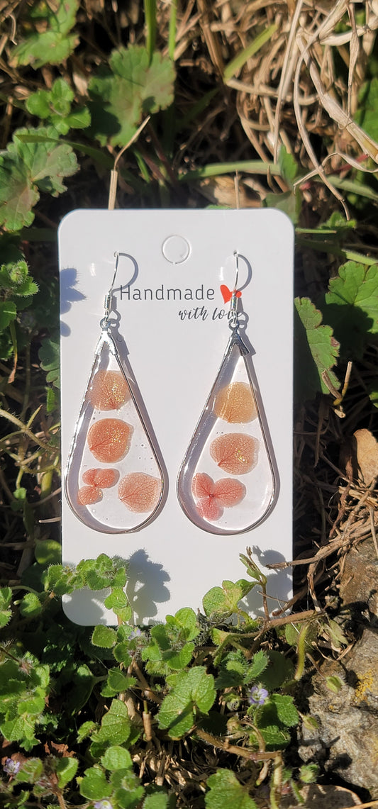 Boucles d'oreilles fleurs hortensias éternelles style bohème forme goutte