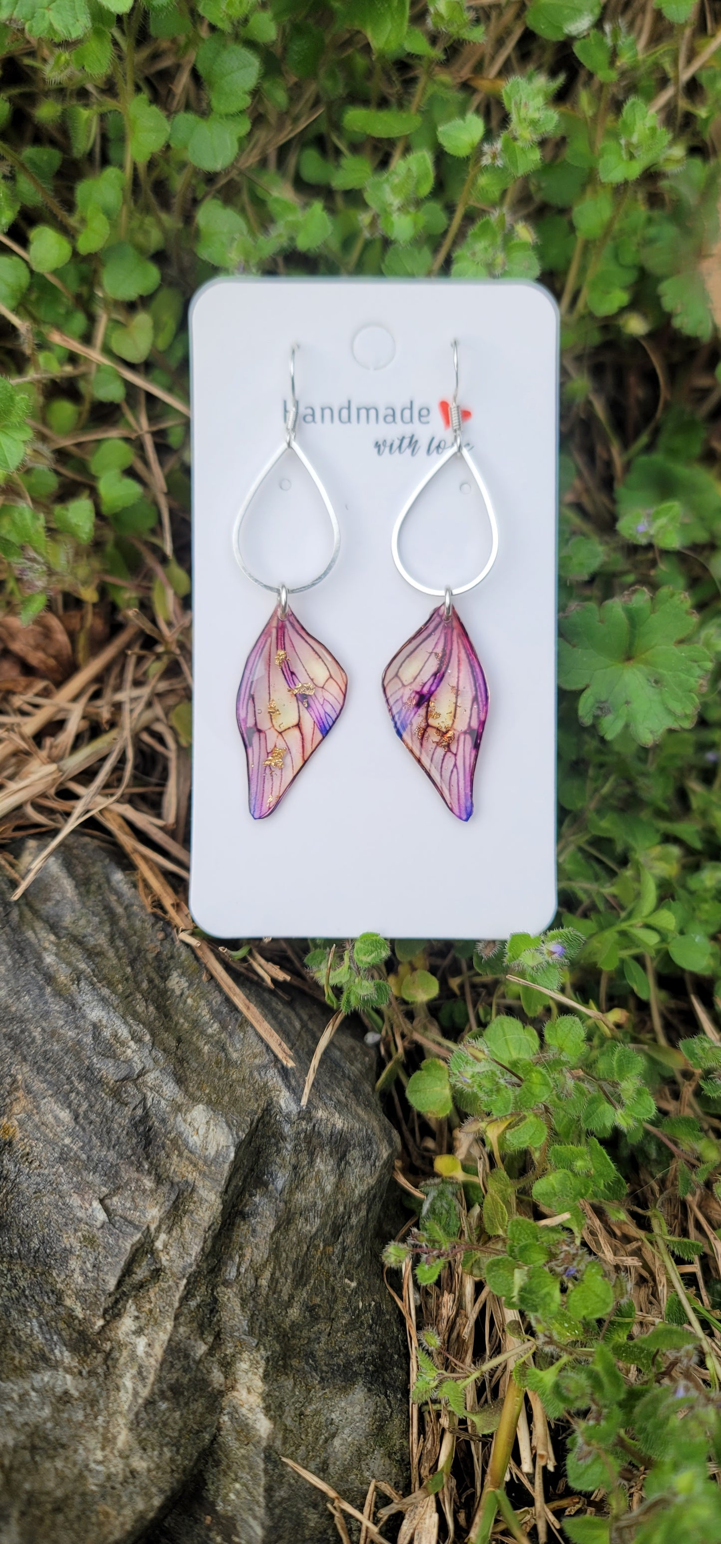 Boucles d'oreilles elfique en argent aile de fée papillon