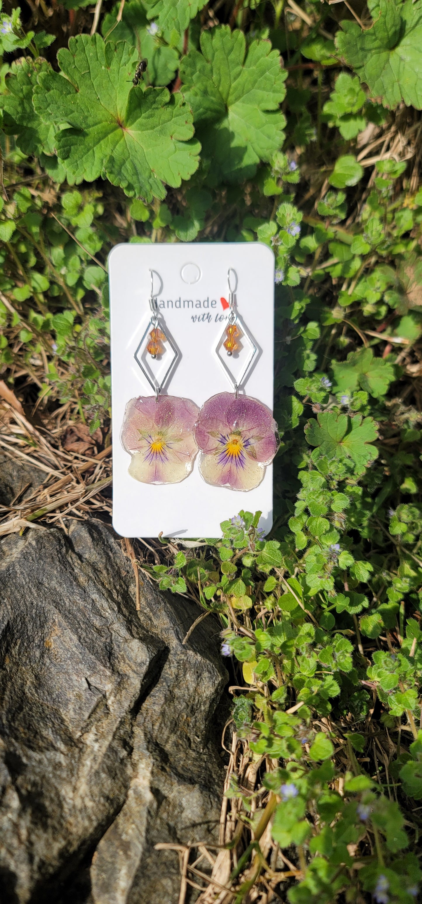 Boucles d oreilles en argent fleurs de pensées fleurs éternelles bohème