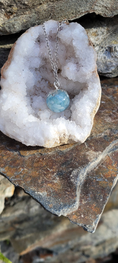 Pendentif "Bonheur" en Aigue marine sphere
