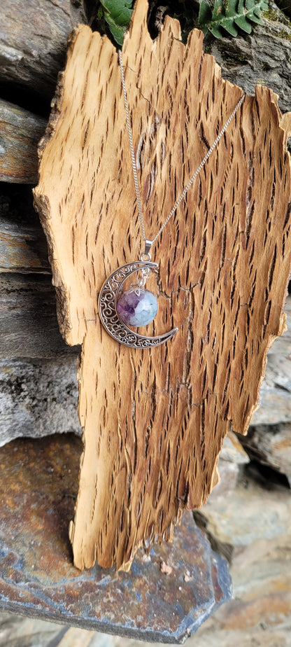 Pendentif "Douceur et Positivité" en Aigue marine et Amethyste lune