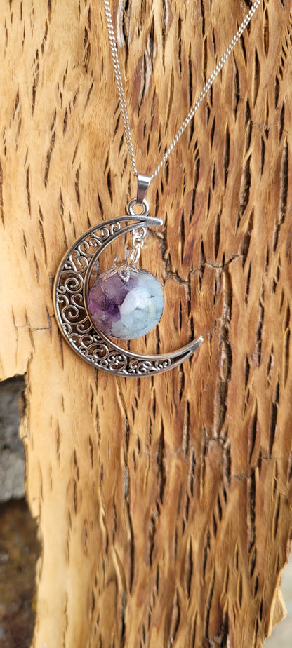 Pendentif "Douceur et Positivité" en Aigue marine et Amethyste lune