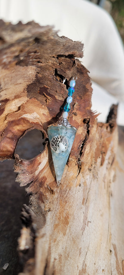 Pendule divinatoire en Aigue marine arbre de vie