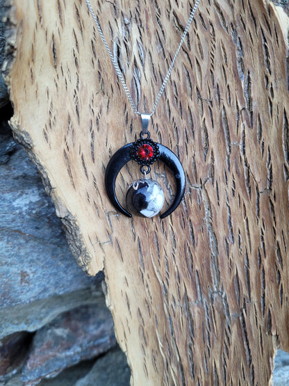 Pendentif " Protection " en Howlite et Tourmaline