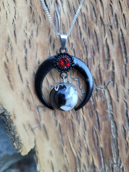 Pendentif " Protection " en Howlite et Tourmaline