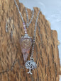 Pendule radiesthésie Quartz rose arbre de vie