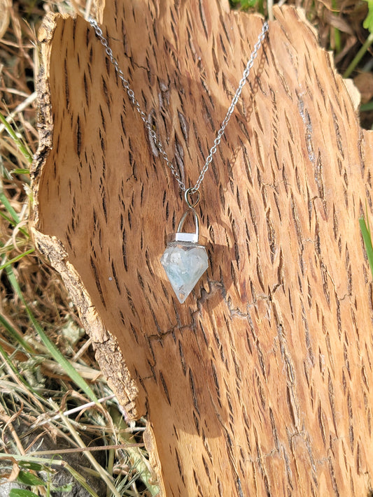 Pendentif "Bonheur" en Aigue marine pointe
