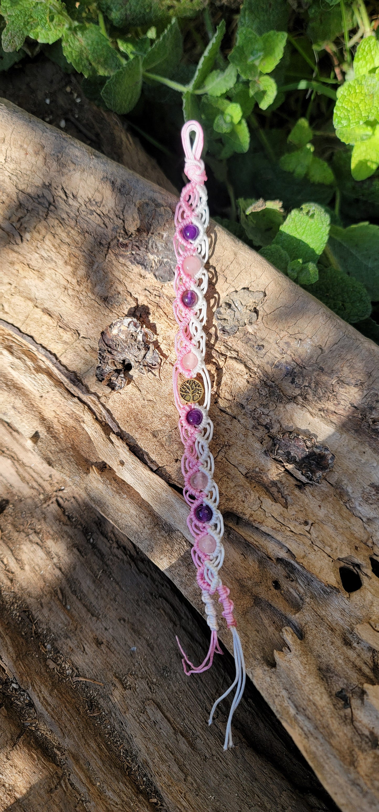 Bracelet "Amour et Sagesse" en Amethyste et Quartz rose