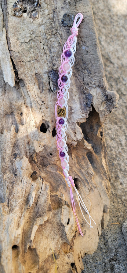 Bracelet "Amour et Sagesse" en Amethyste et Quartz rose