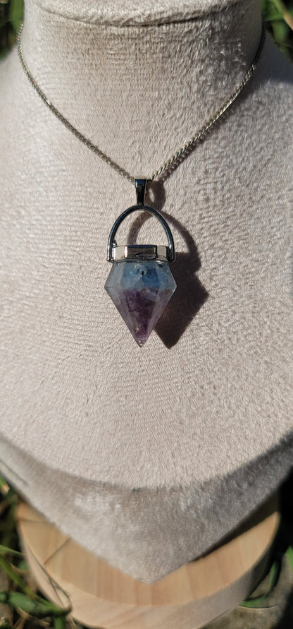 Pendentif "Douceur et Positivité" en Aigue marine et Amethyste pointe