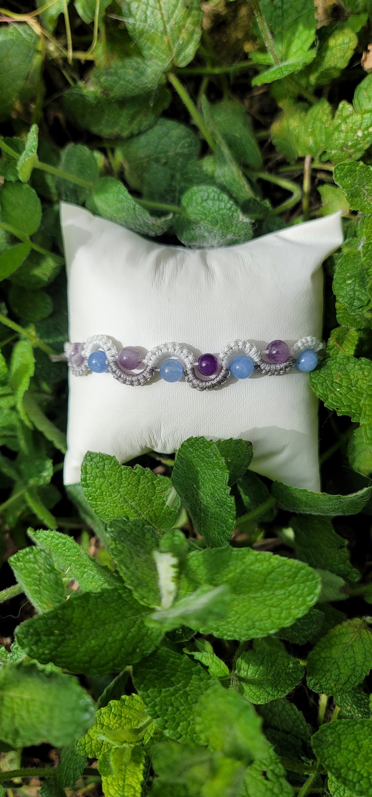 Bracelet "Douceur et Positivité" en Aigue marine et Améthyste