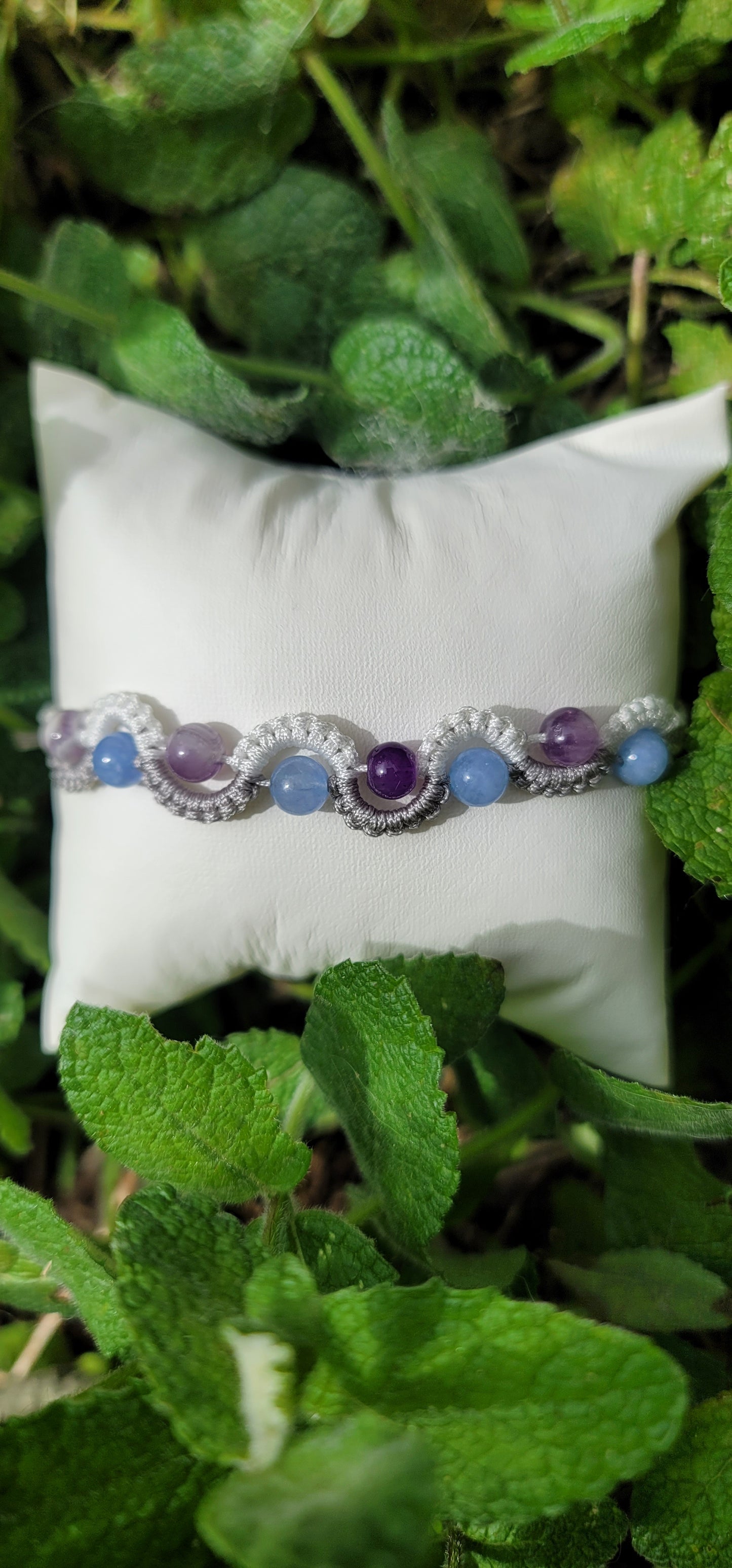 Bracelet "Douceur et Positivité" en Aigue marine et Améthyste