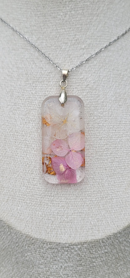 Collier fleurs hortensia floral bohème