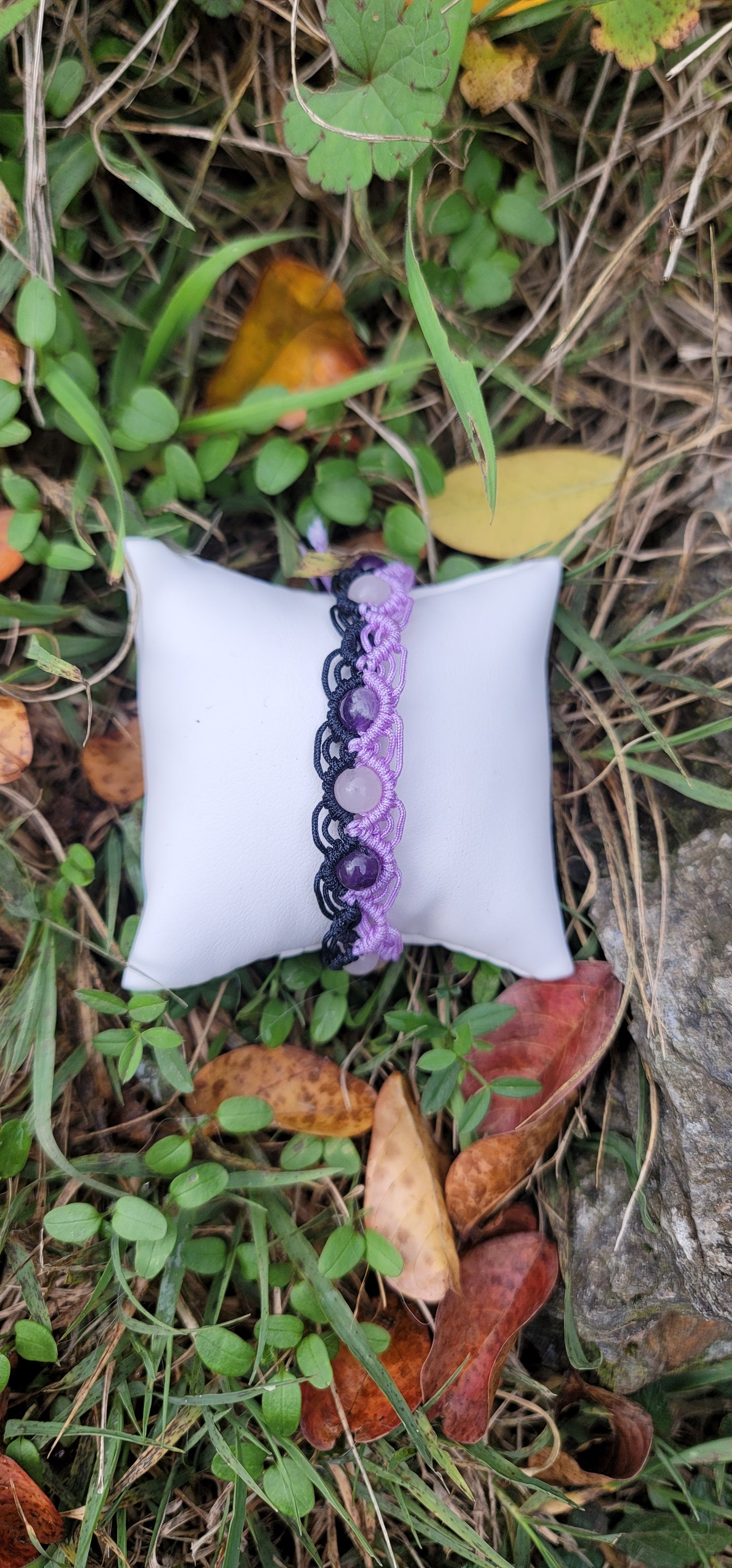 Bracelet " Amour et Sagesse" en Amethyste et Quartz rose