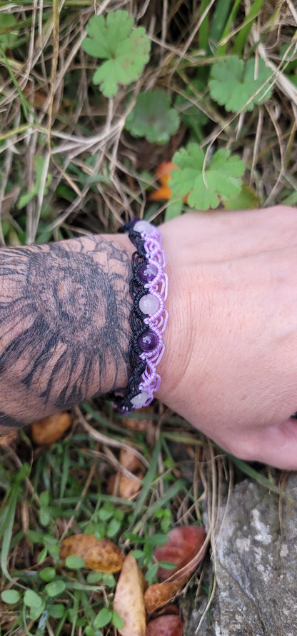 Bracelet " Amour et Sagesse" en Amethyste et Quartz rose