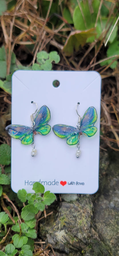 Boucles d'oreilles elfique en argent aile de fée papillon