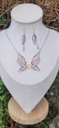 Parure elfique ensemble collier et boucles d'oreilles en argent