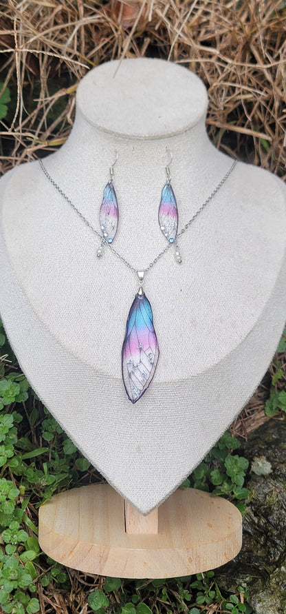 Parure elfique ensemble collier et boucles d'oreilles en argent