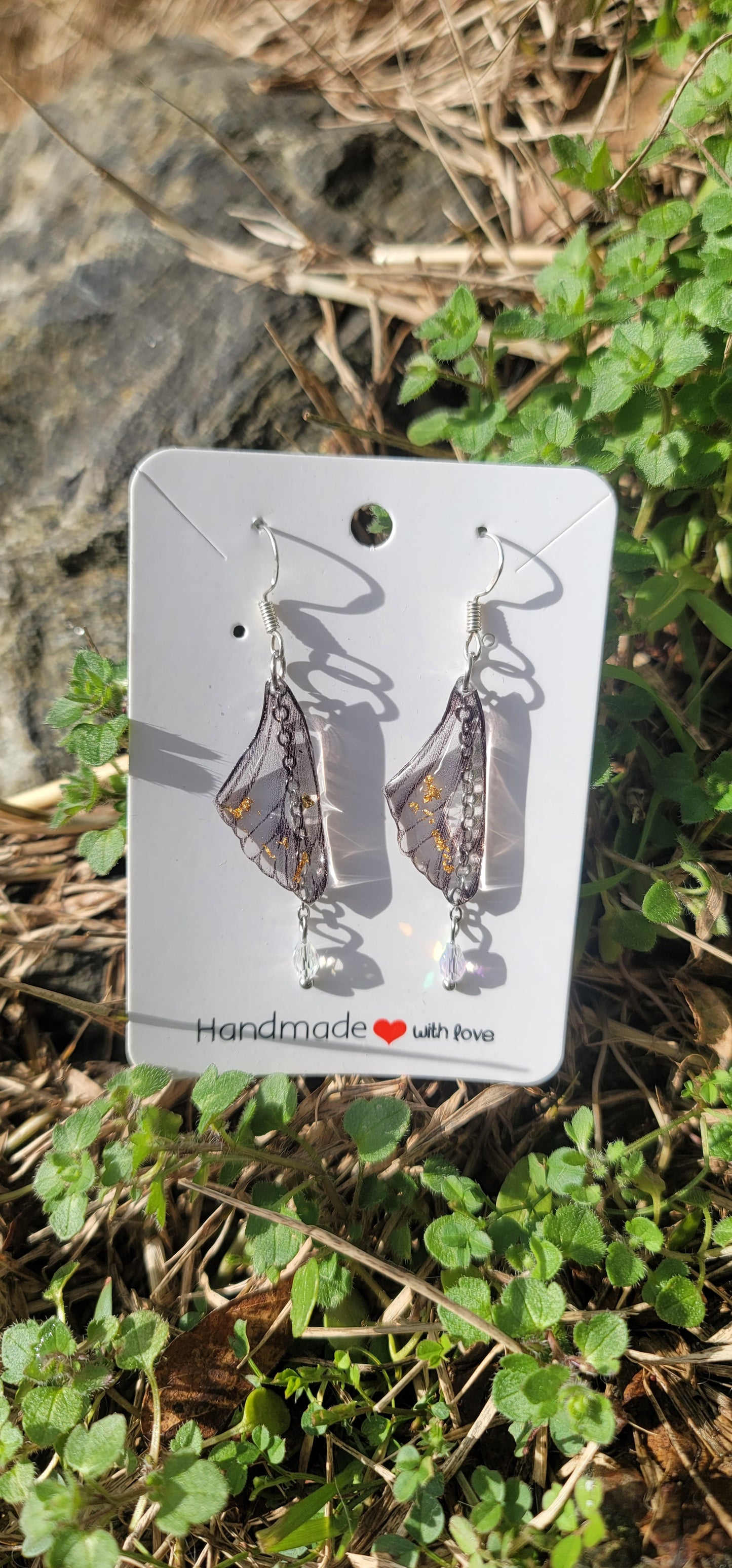Boucles d'oreilles elfique en argent aile de fée papillon