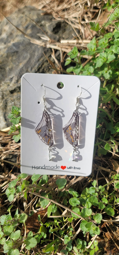 Boucles d'oreilles elfique en argent aile de fée papillon