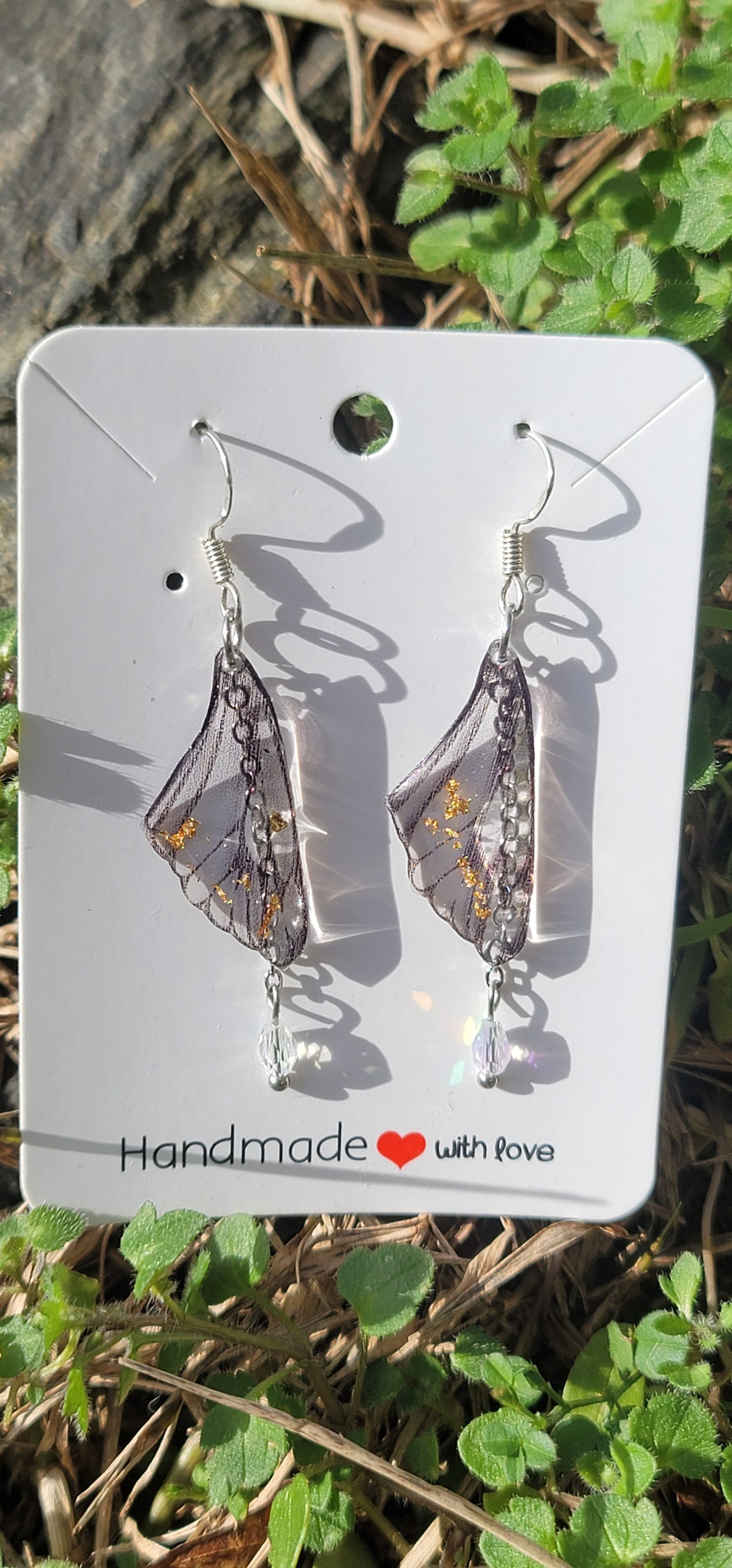 Boucles d'oreilles elfique en argent aile de fée papillon