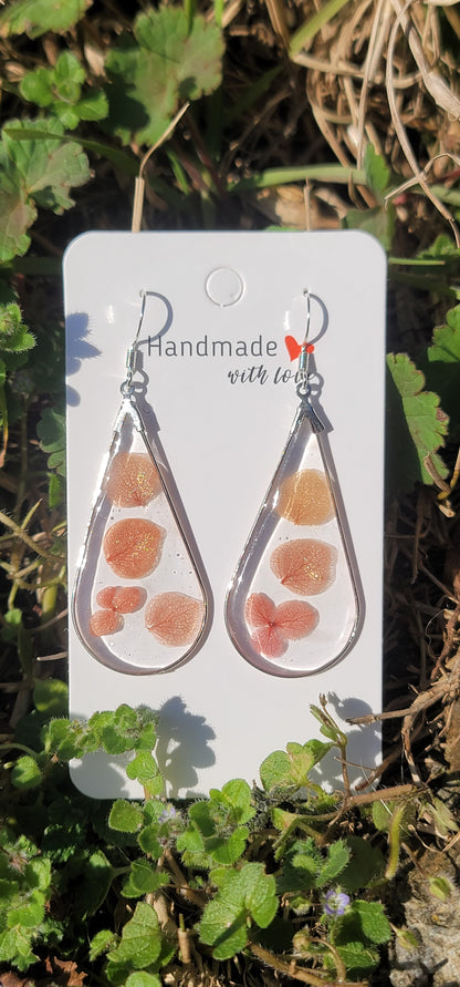 Boucles d'oreilles fleurs hortensias éternelles style bohème forme goutte
