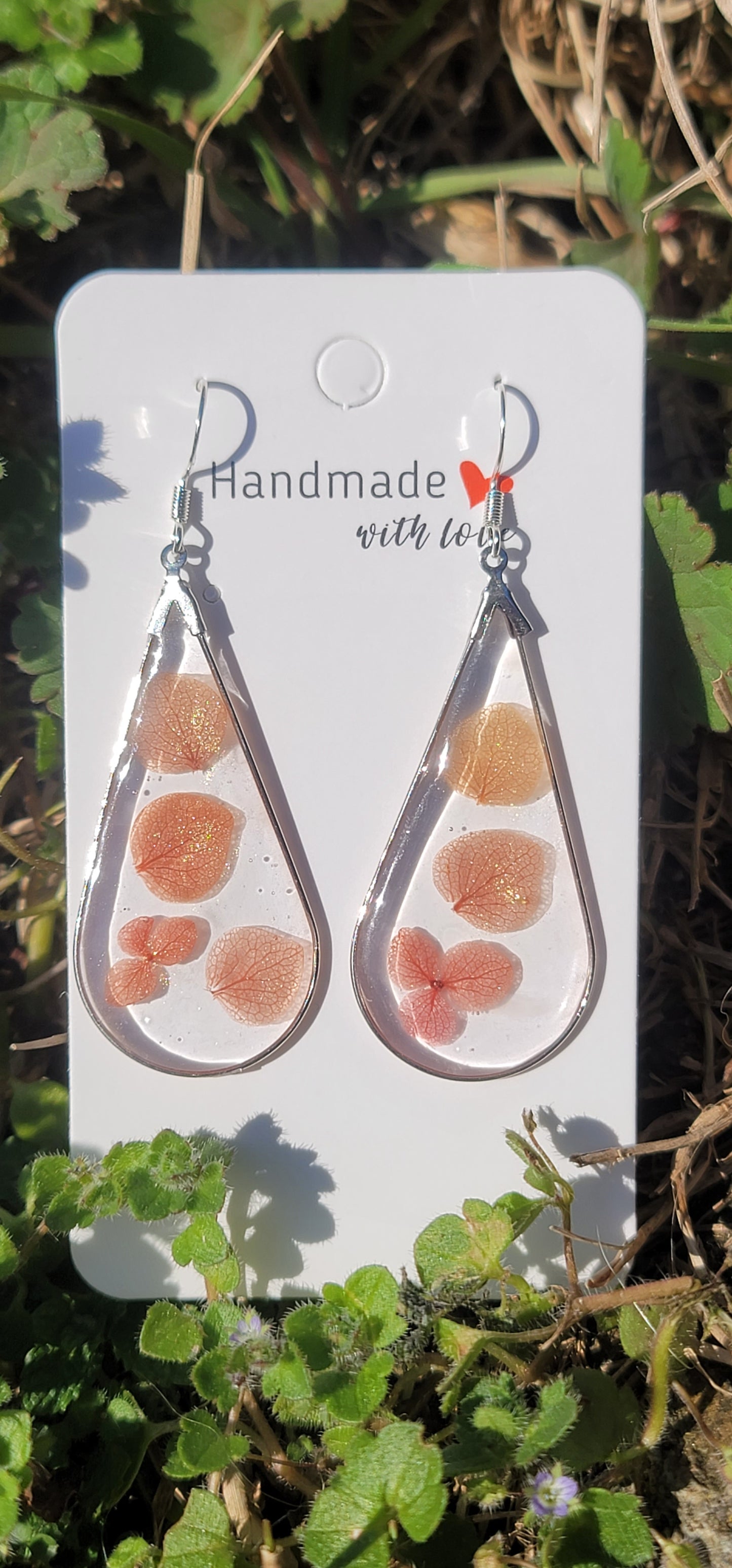 Boucles d'oreilles fleurs hortensias éternelles style bohème forme goutte