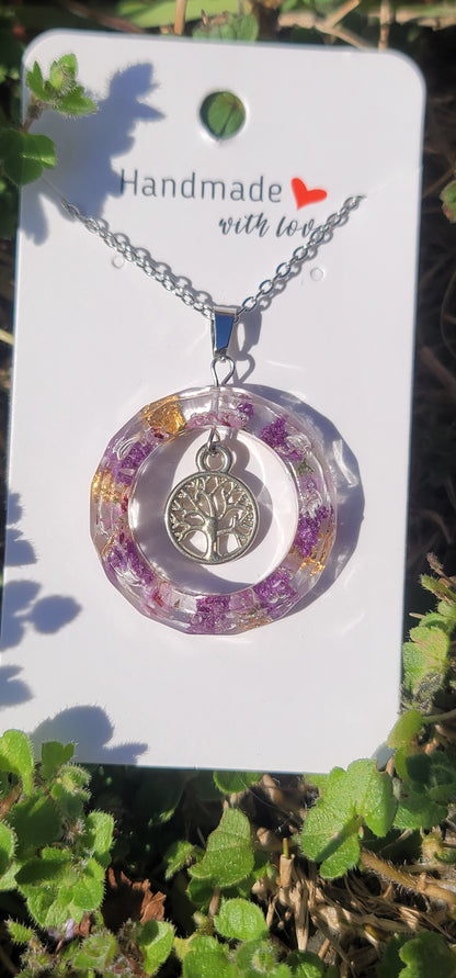 Collier floral anneau éternelle arbre de vie