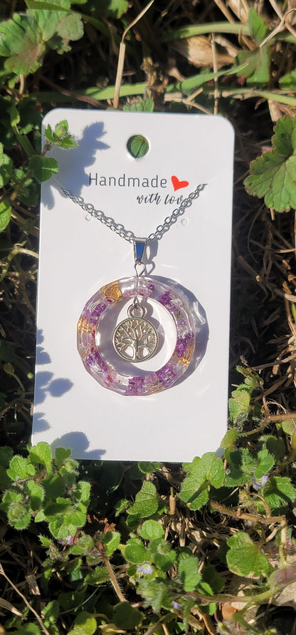 Collier floral anneau éternelle arbre de vie