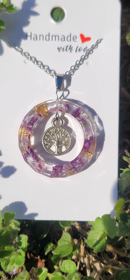 Collier floral anneau éternelle arbre de vie