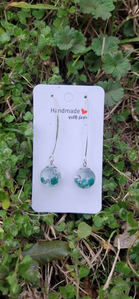 Boucles d'oreilles fleurs éternelles style bohème sphère