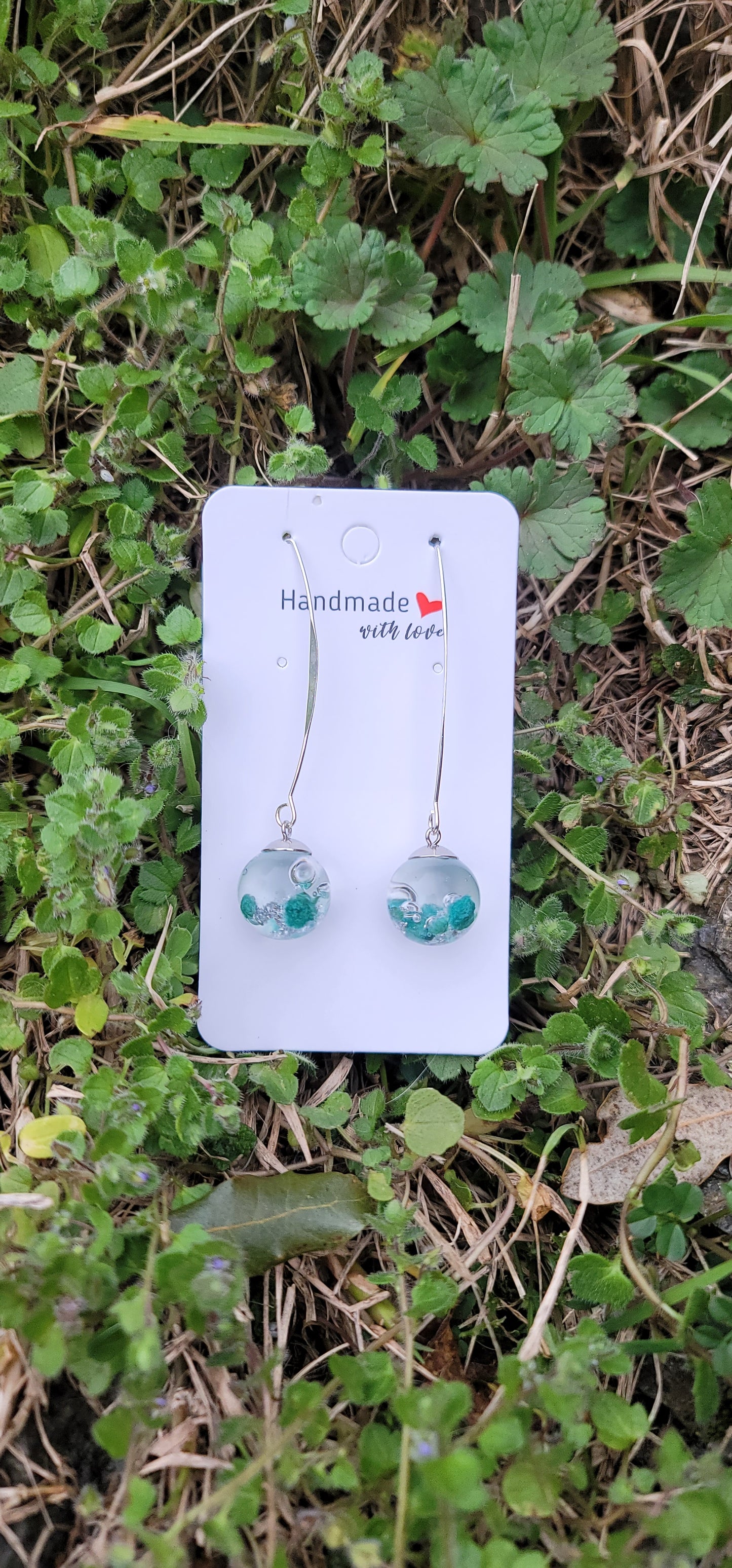 Boucles d'oreilles fleurs éternelles style bohème sphère