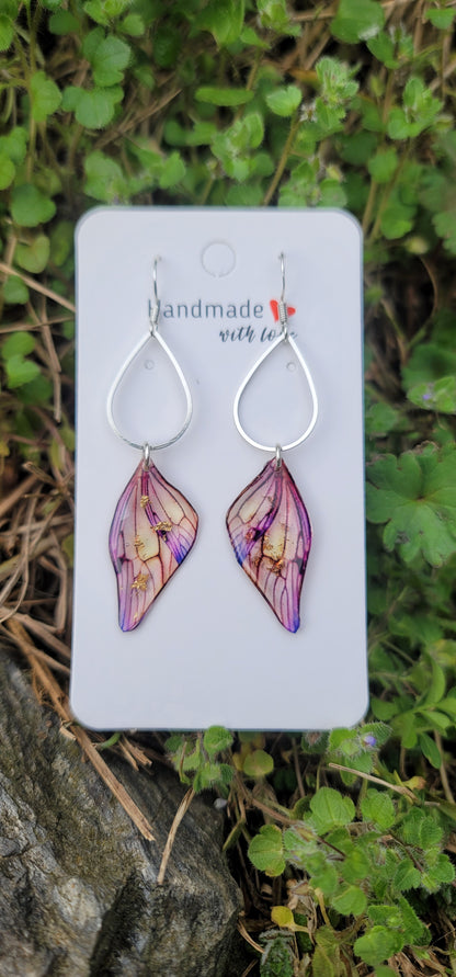 Boucles d'oreilles elfique en argent aile de fée papillon
