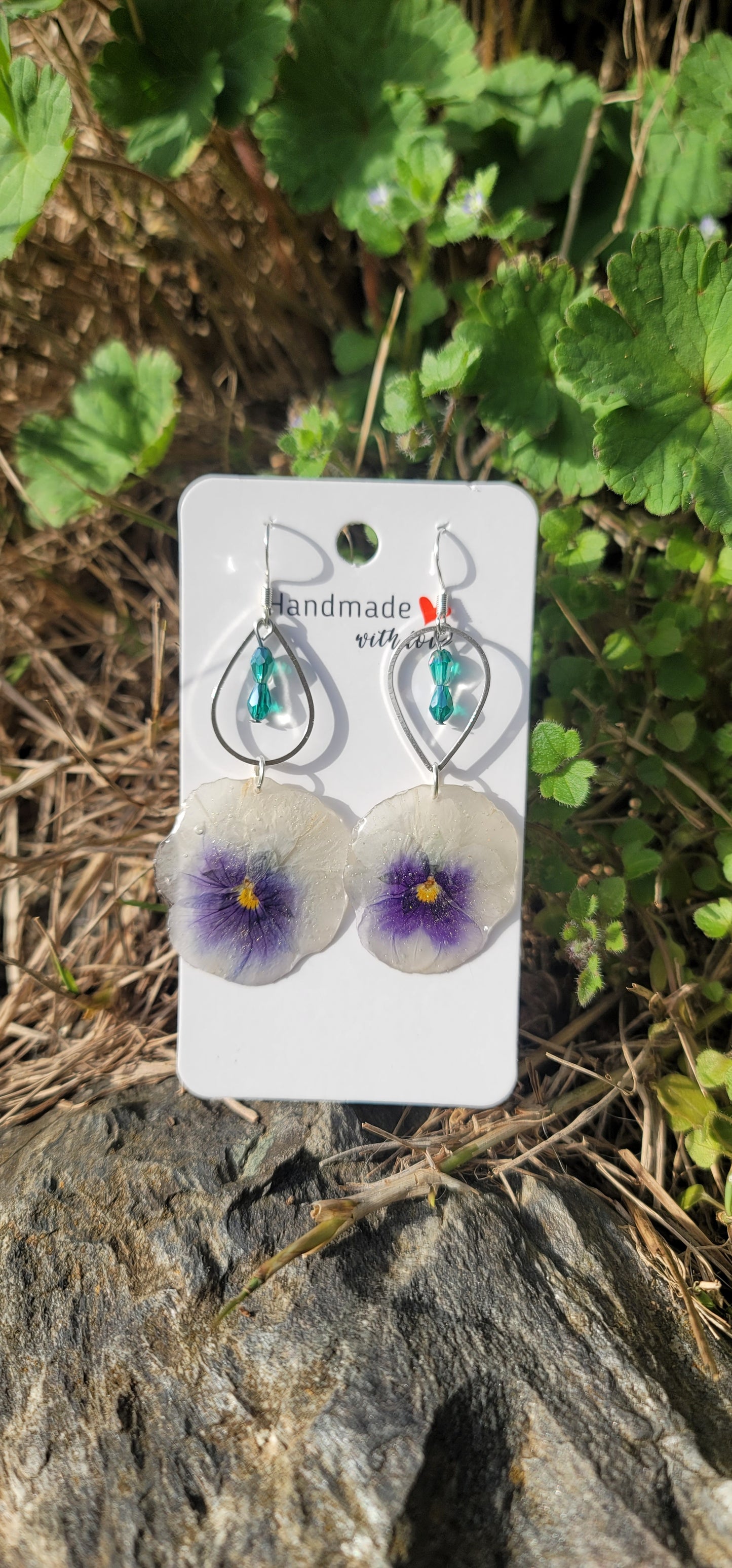 Boucles d oreilles en argent fleurs de pensées fleurs éternelles