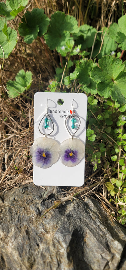Boucles d oreilles en argent fleurs de pensées fleurs éternelles
