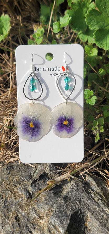 Boucles d oreilles en argent fleurs de pensées fleurs éternelles