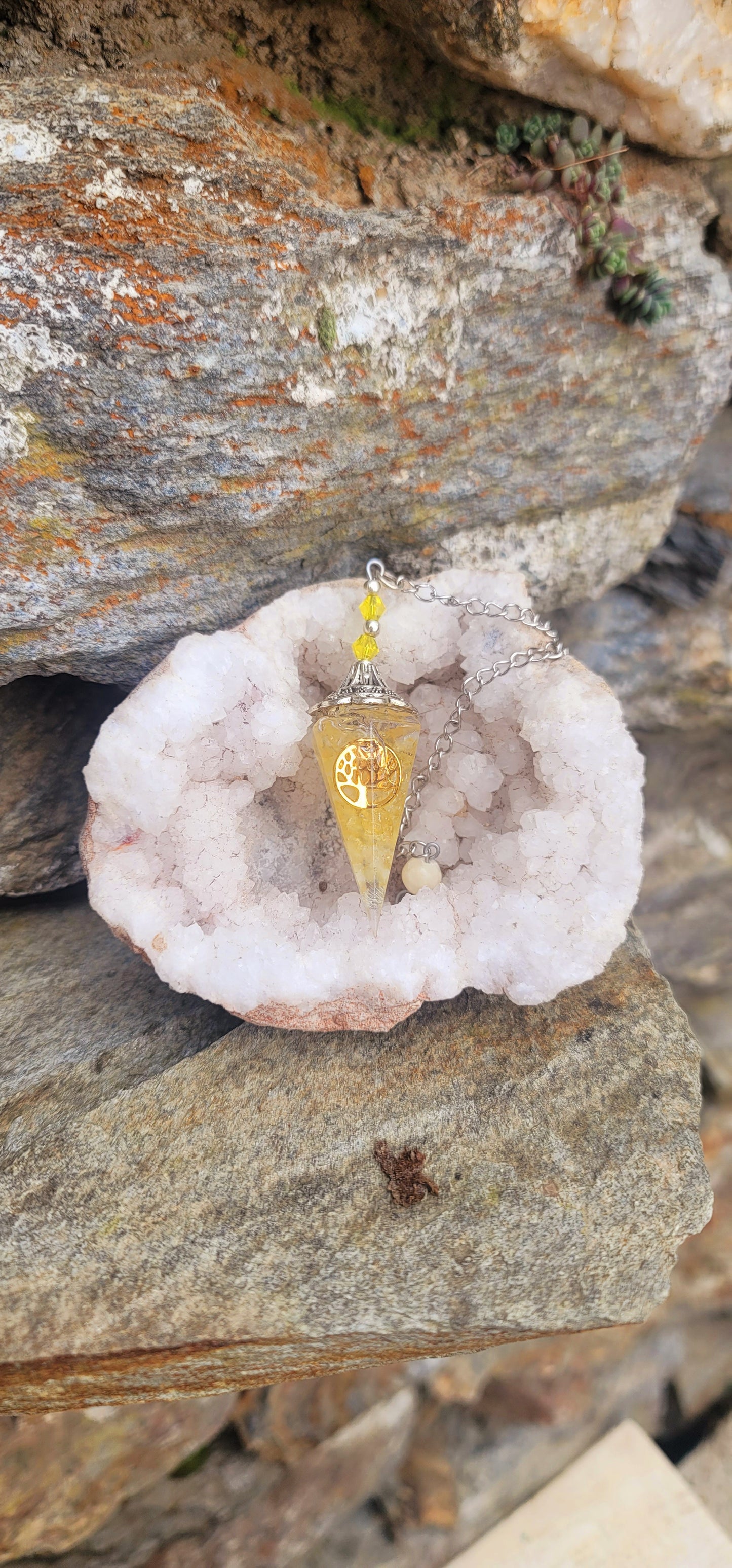 Pendule "Réussite" en Citrine arbre de vie