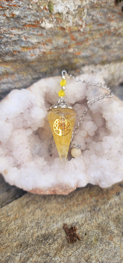 Pendule "Réussite" en Citrine arbre de vie
