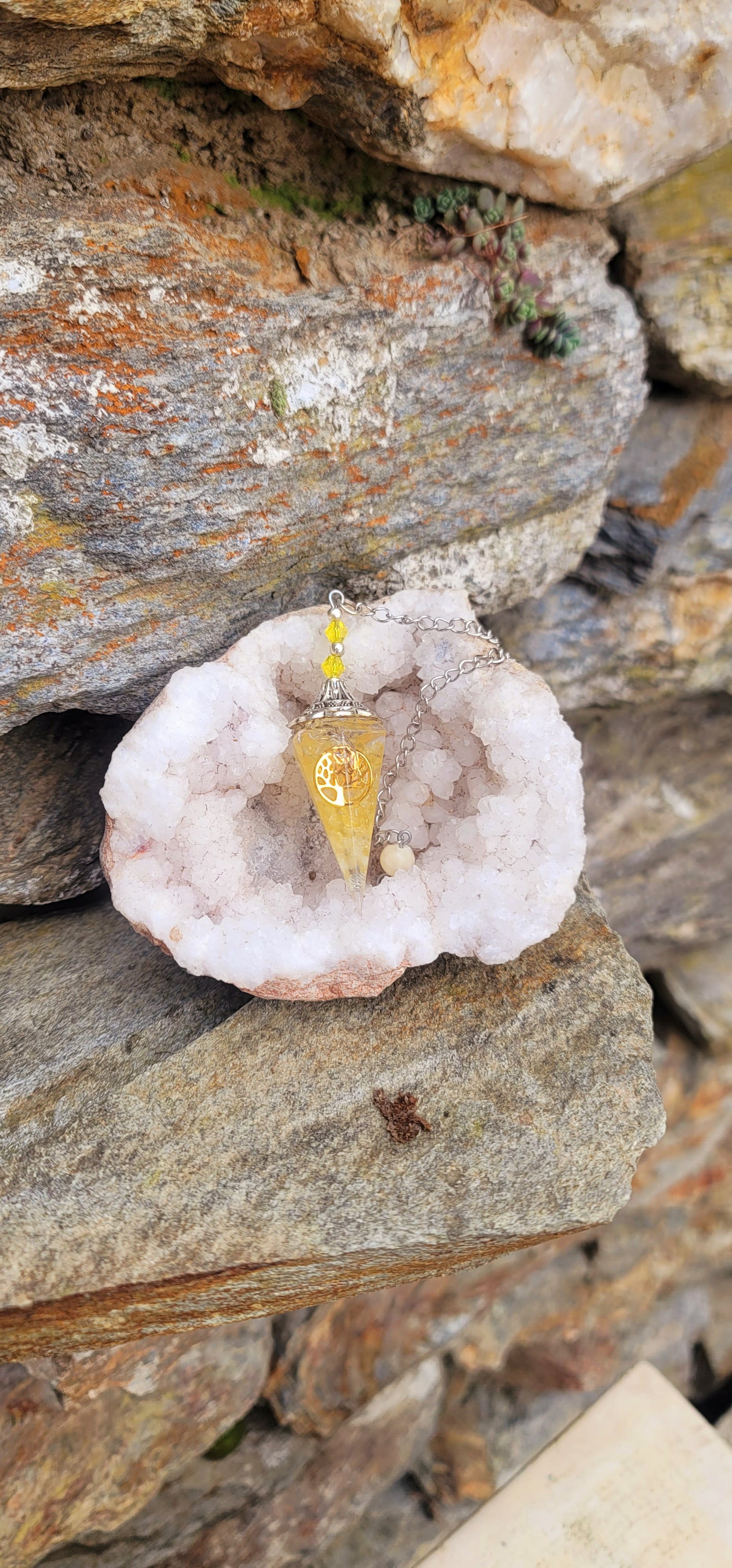 Pendule "Réussite" en Citrine arbre de vie