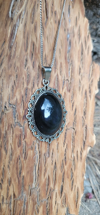 Pendentif " Protection " en Obsidienne œil céleste pierre de protection